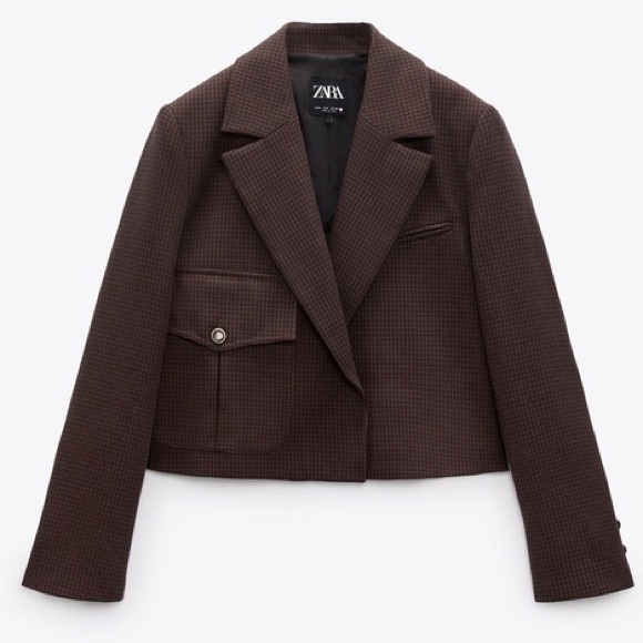 Zara Jackets & Coats Zara Brown Plaid Cropped Blazer Poshmark